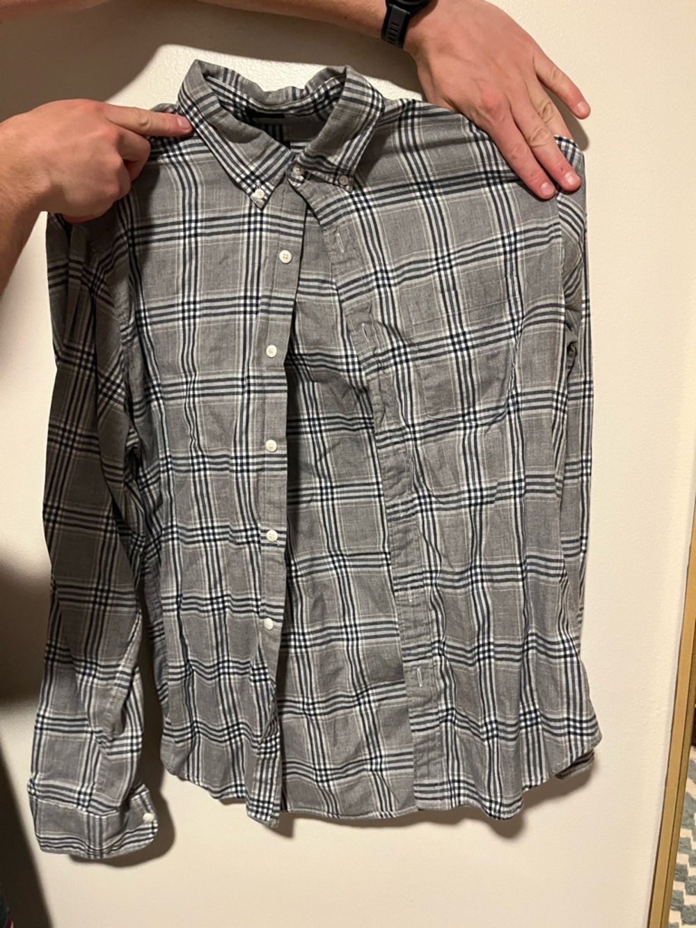 J. Crew Gray Plaid Long-Sleeve Button-Down Shirt